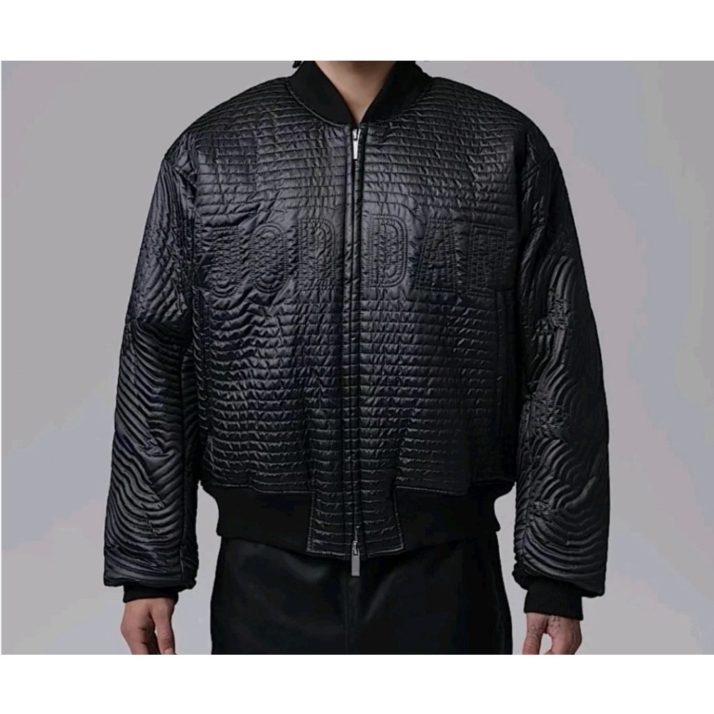 Jordan Flight Nylon Varsity Jacket Quilted Black Men's Size Small II5314-010